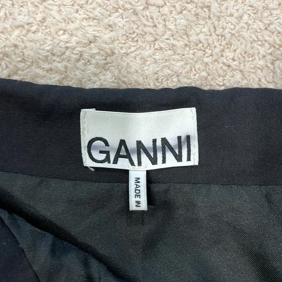 NEW GANNI WOOL A-LINE TWEED SKIRT in BLACK Size 38 / US 6